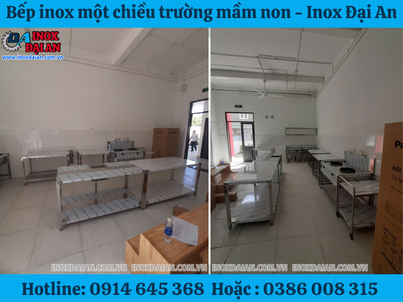 Bếp inox một chiều cho trường mầm non