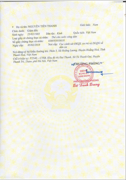 Giấy phép kinh doanh công ty Inox Đại An